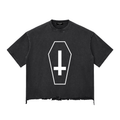 prettyblasphemy,invertedcross,cross,religion,religious,streetwear,fashion,hypebeast,torn,distressed,ripped,croptop