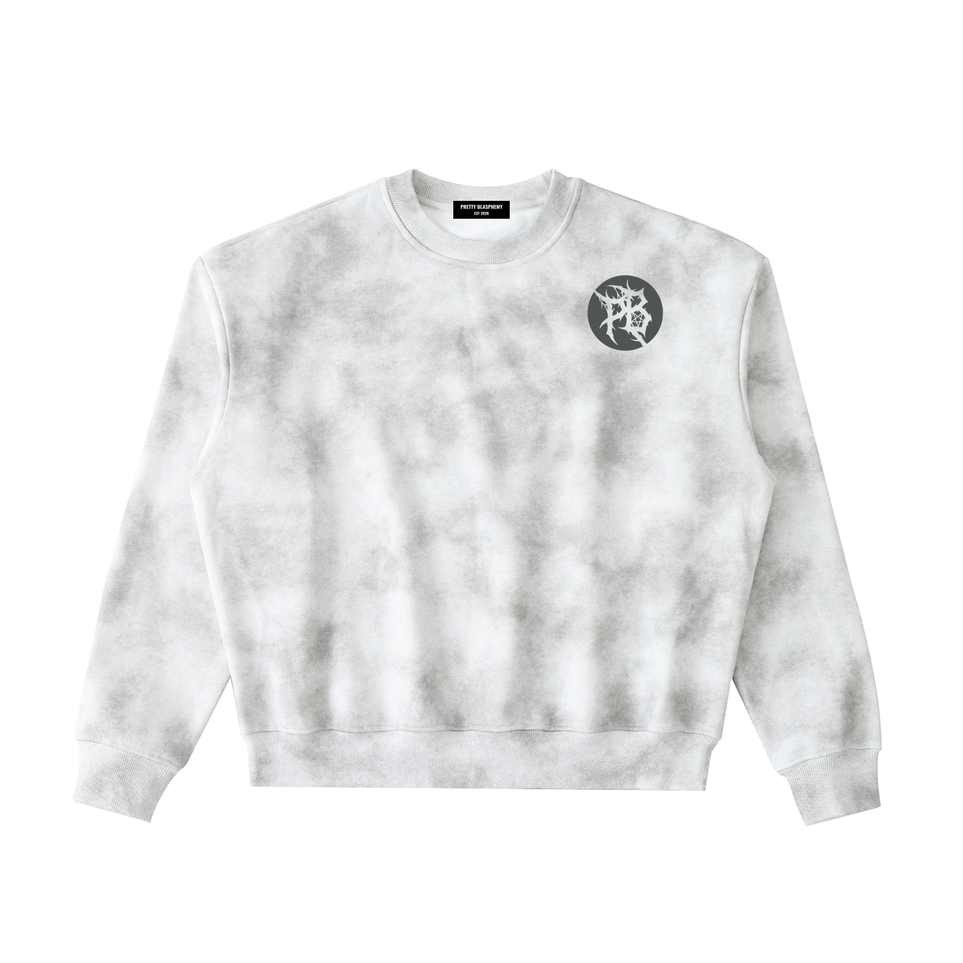 prettyblasphemy,insignia,sweatshirt,sweater,washed,grey,streetwear,fashion,hypebeast